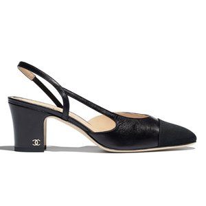 Chanel Goatskin Black Slingback Heels